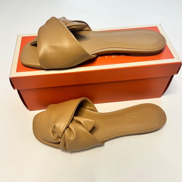 Katy Perry Halie Bow Sandals Brown Slip On Flat Sandals Size 10 - Picture 4 of 8